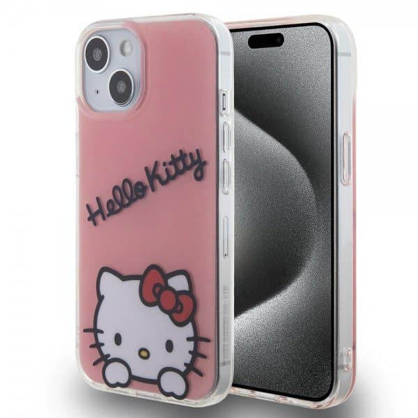 Hello Kitty iPhone 15 Kuori Daydreaming Crossbody Vaaleanpunainen