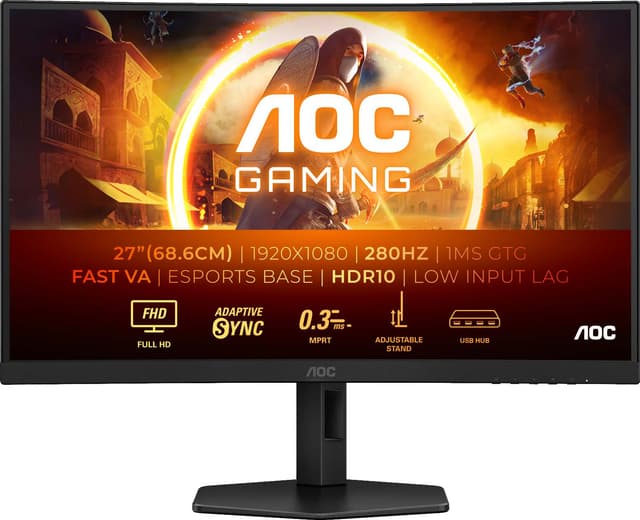 AOC C27G4ZXU 27" 280 Hz kaareva pelinäyttö