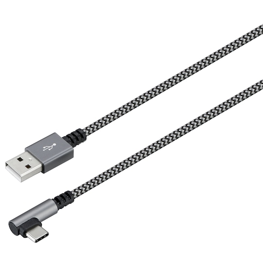 Sandstrøm USB-A - USB-C johto (harmaa/musta) - Gigantti verkkokauppa