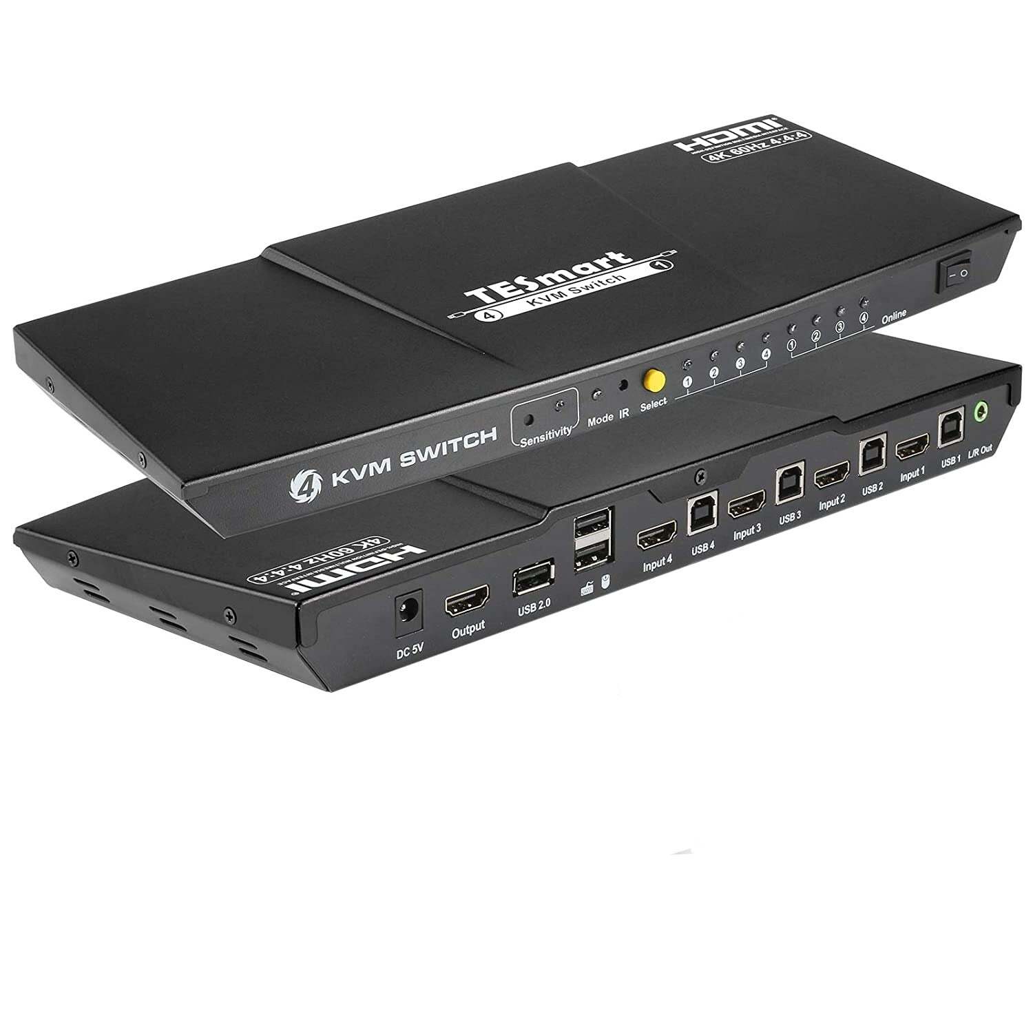 NÖRDIC KVM -kytkin 4 - 1 HDMI 4K 120 Hz 8K 30 / 60 Hz RGB 4: 4: 4 HDCP 2: 3  USB3.0 HDR10 L / R -ääni - Gigantti verkkokauppa