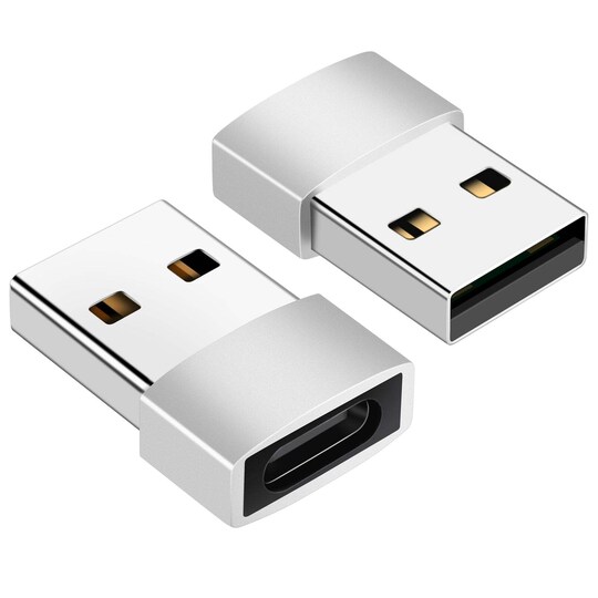 NÖRDIC USB C–OTG USB A-sovitin, metallia, hopea - Gigantti verkkokauppa