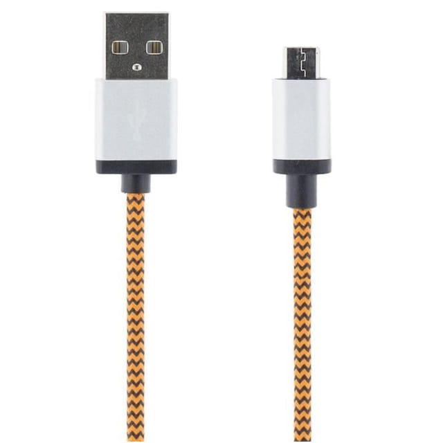 STREETZ USB-kaapeli, kangasp., Type A ur - Type Micro B, 1m, oranssi