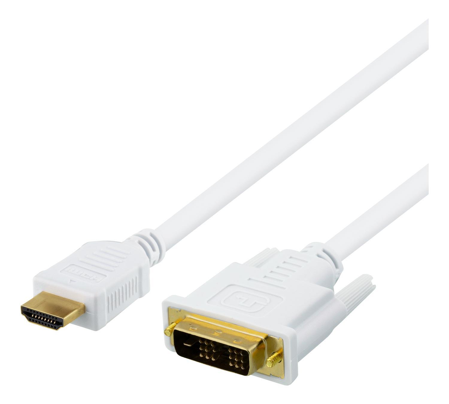HDMI to DVI cable, 5m, Full HD, white - Gigantti verkkokauppa