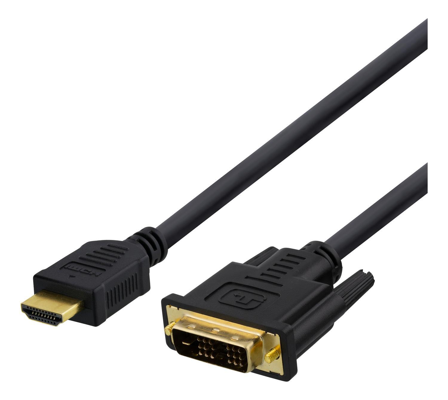 deltaco HDMI to DVI cable, 5m, Full HD, black - Gigantti verkkokauppa