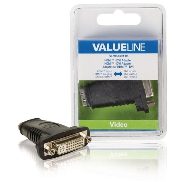Valueline High Speed HDMI Ethernet Sovitin HDMI Naaras - DVI-D 24 + 1-Pin Naaras Musta