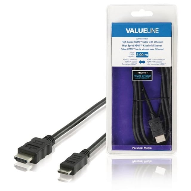 High Speed HDMI-kaapeli Ethernet HDMI-Liitin - HDMI Mini 2.00 m Musta