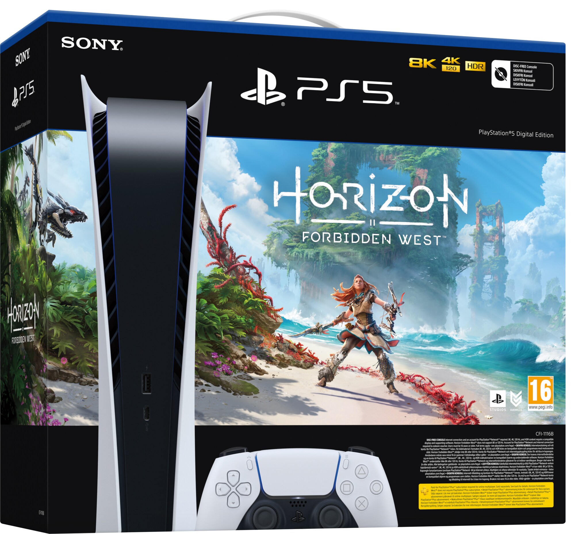 PlayStation 5 Digital Edition pelikonsoli + Horizon Forbidden West -  Gigantti verkkokauppa