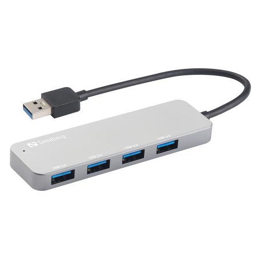 USB 3.0 Hub 4 ports SAVER, Silver - Gigantti verkkokauppa