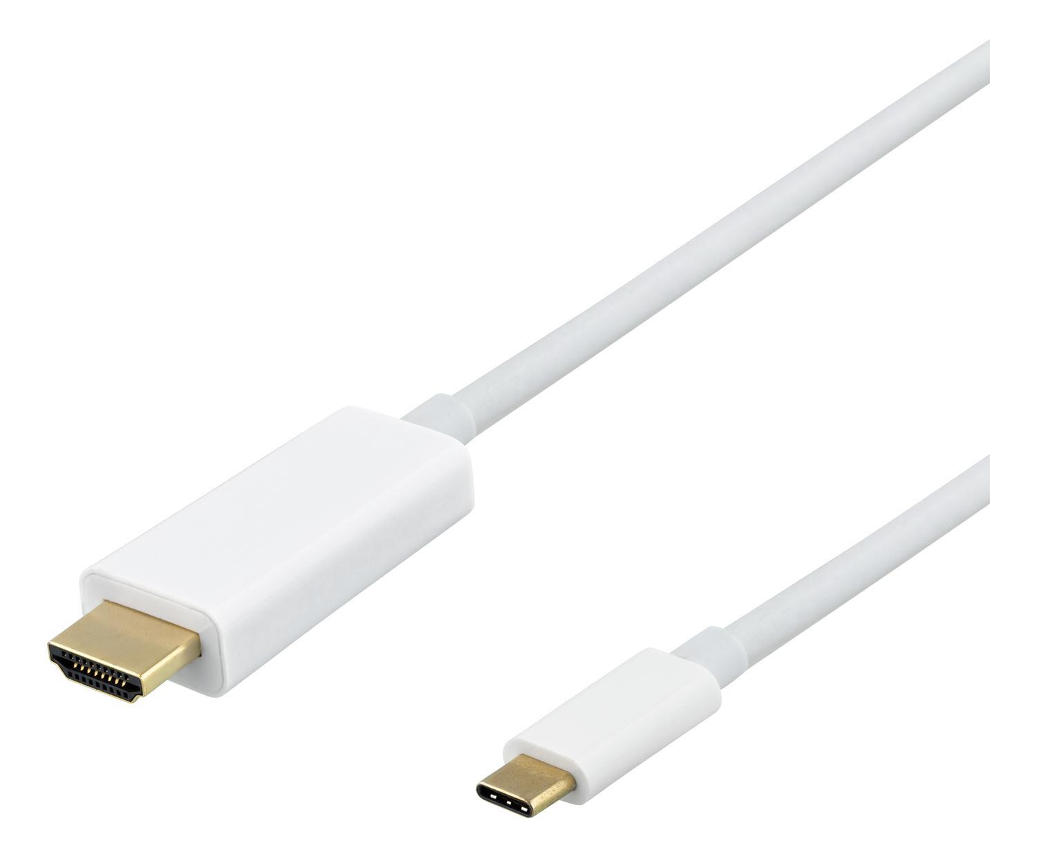 DELTACO USB-C - HDMI-kaapeli, 3m, 4K, HDCP 2.2, 3D, valkoinen - Gigantti  verkkokauppa