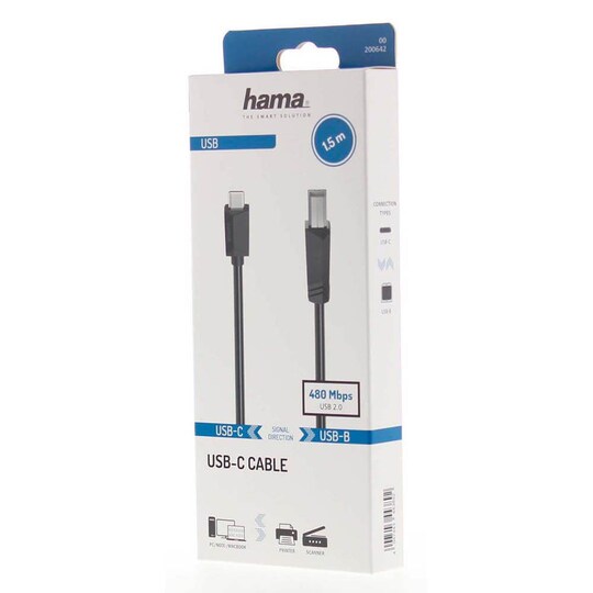 HAMA Cable USB-C to USB-B 480 Mbps 1.5m Black - Gigantti verkkokauppa