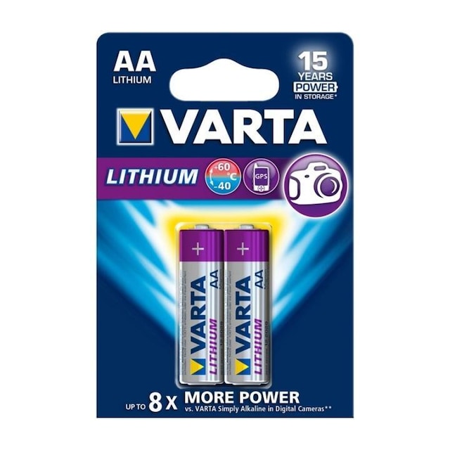 Litium Paristo AA | 1.5 V DC | 2900 mAh | 2-Blister-kortti | Harmaa / Hopea