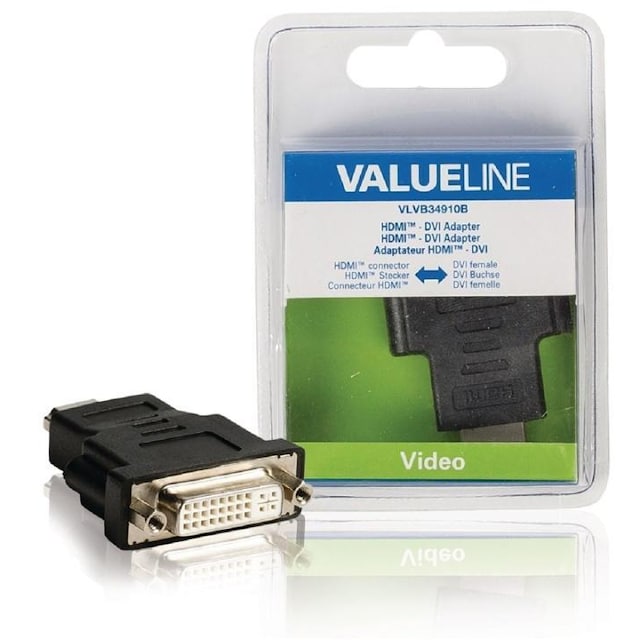 Valueline High Speed HDMI Ethernet Sovitin HDMI-Liitin - DVI-D 24 + 1-Pin Naaras Musta