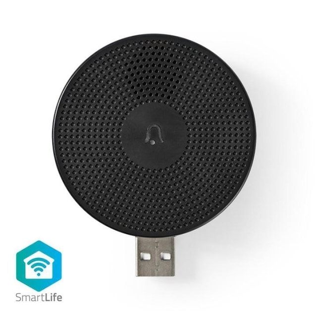 Nedis SmartLife Soittokello | Wi-Fi | Tarvikkeet tuotteelle: WIFICDP10GY | USB Virta | 4 ääntä | 5 V DC | Säädettävä äänenvoimakkuus | Musta