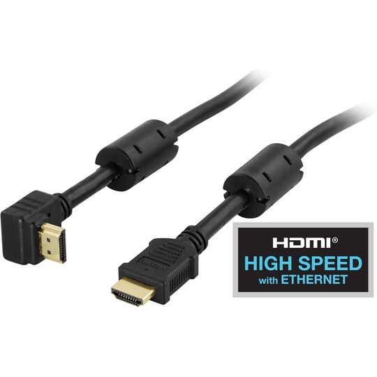 HDMI-kaapeli, HDMI 1.4, u-u, 4K, Ethernet,3D, paluuääni kulma 1m mus -  Gigantti verkkokauppa