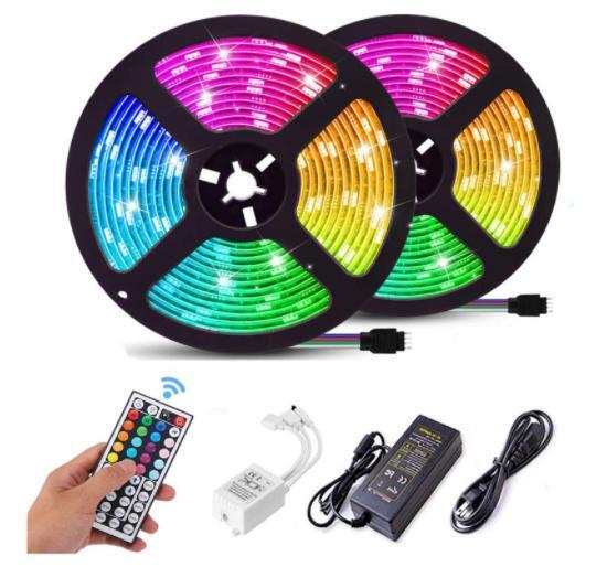 Väriä vaihtava LED-valosilmukka / valonauha RGB kaukosäätimellä (2 x 5 m) -  Gigantti verkkokauppa