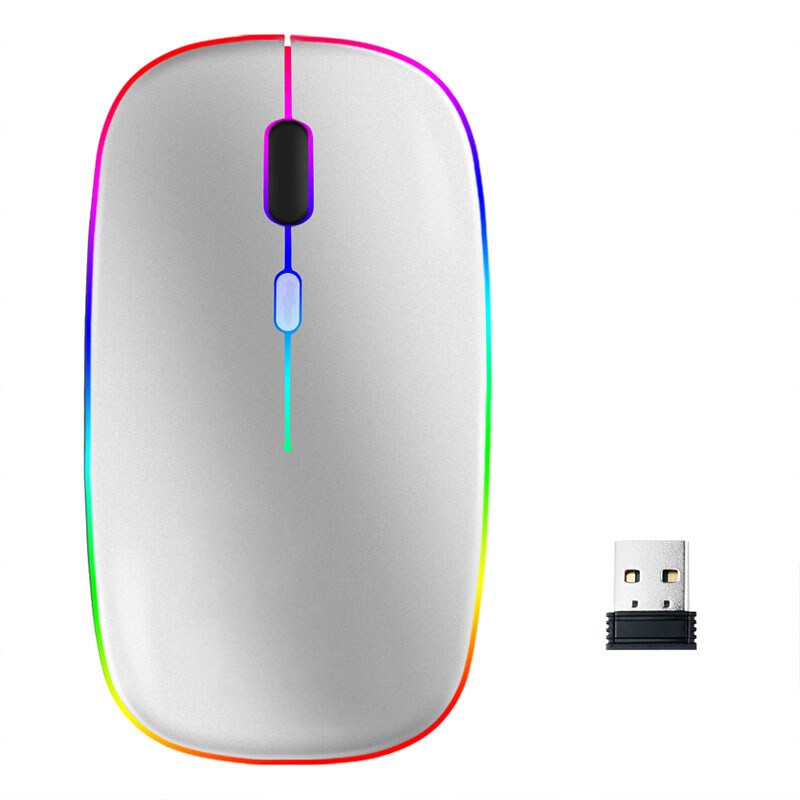 Kaksoistilan langaton bluetooth-hiiri USB-lataus värikkäällä taustavalolla  Hopea - Gigantti verkkokauppa