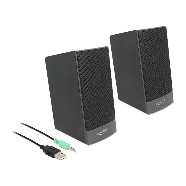 Delock Stereo 2.0 PC Speaker with 3.5 mm stereo jack male and USB powe