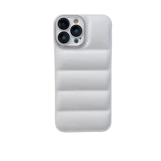 Puffer-puhelinkotelo, söpö ja ylellinen pehmeä kosketustakki, 3D-suojakuori  Valkoinen iPhone 13 Pro - Gigantti verkkokauppa