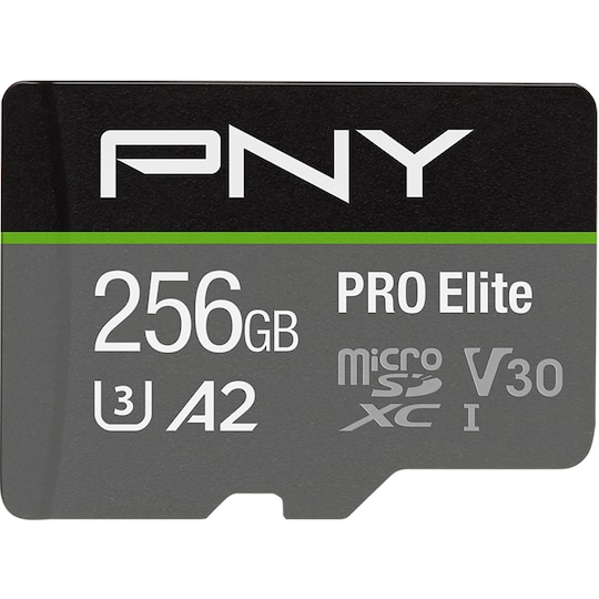 PNY PRO Elite microSD Flash Memory Card Class 10 UHS-I, U3, A2, V30 - 256GB  - Gigantti verkkokauppa
