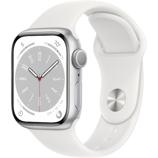 Apple Watch Series 8 41mm GPS (hopea alu. / valkoinen Sport-ranneke) -  Gigantti verkkokauppa