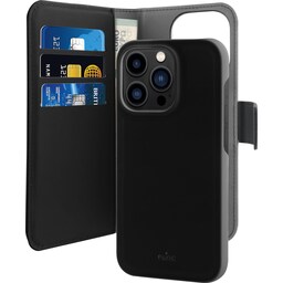 Puro 2in1 lompakkokotelo iPhone 14 Pro (musta)