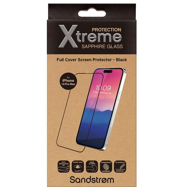Sandstrøm iPhone 14 Pro Max kaareva näytönsuoja