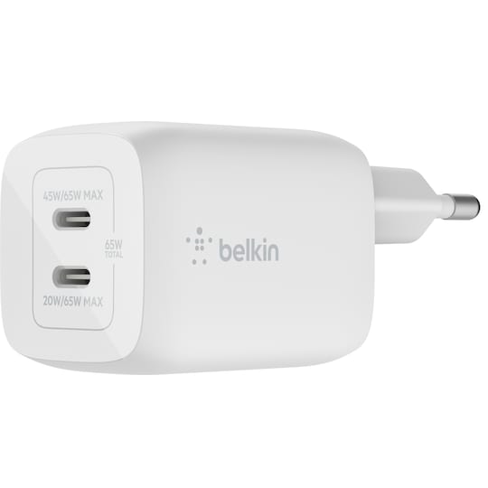 Belkin 65W Dual USB-C laturi (sisältää kaapelin) - Gigantti verkkokauppa