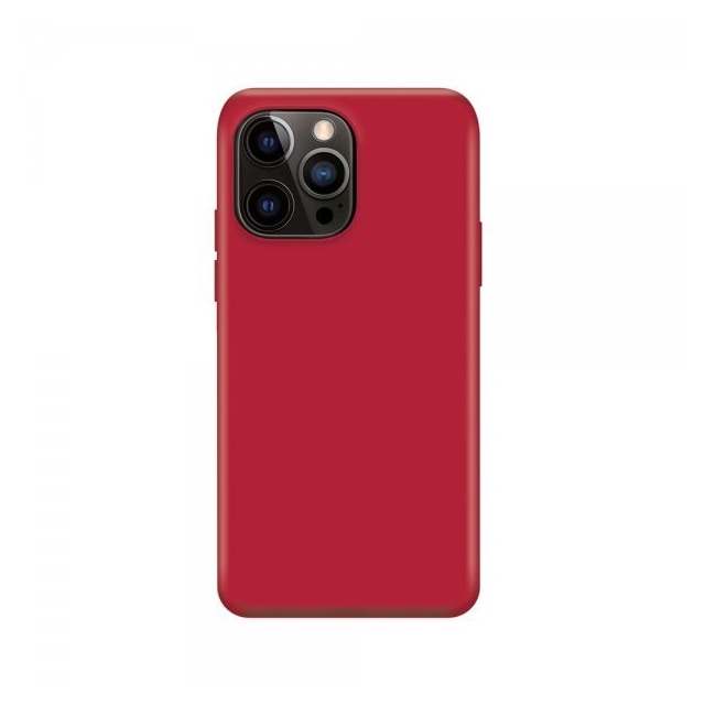 XQISIT iPhone 14 Pro Max Kuori Silicone Case Punainen