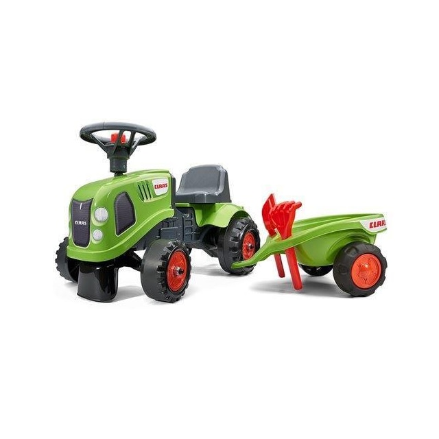 Falk Ride-on traktori peräkärryllä, haravalla ja lapiolla FALK baby Claas