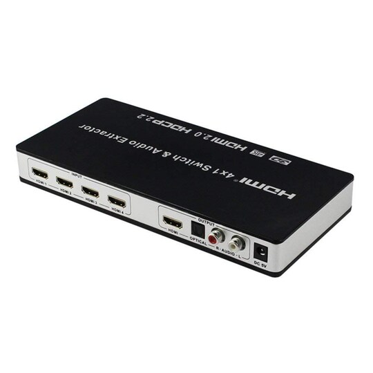 INF 4x1 HDMI-kytkin ja äänenjakaja UHD 4K 3D HDMI 2.0 ARC Toslink + RCA -  Gigantti verkkokauppa