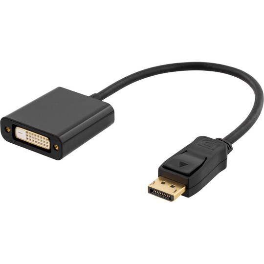 DELTACO DisplayPort - DVI-D Single Link sovitin, 0,2m, musta - Gigantti  verkkokauppa