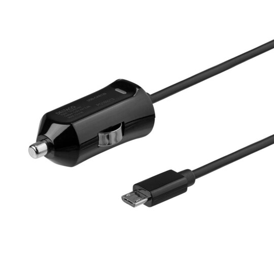 DELTACO Micro USB -autolaturi, 2,4A, 1m kiinteä kaapeli, 12W, musta -  Gigantti verkkokauppa