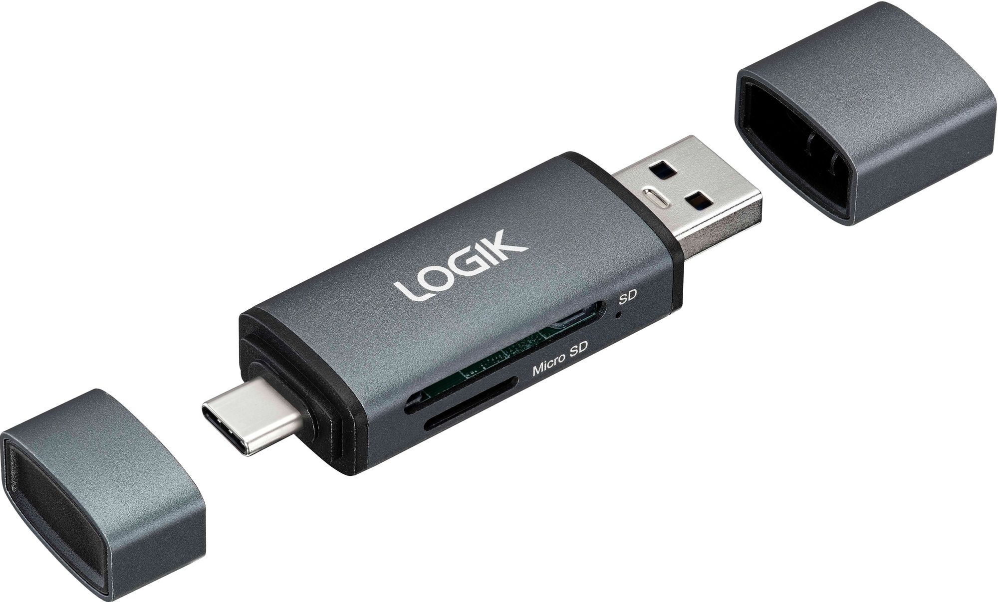 Logik 2-in-1 kaksiporttinen USB kortinlukija - Gigantti verkkokauppa