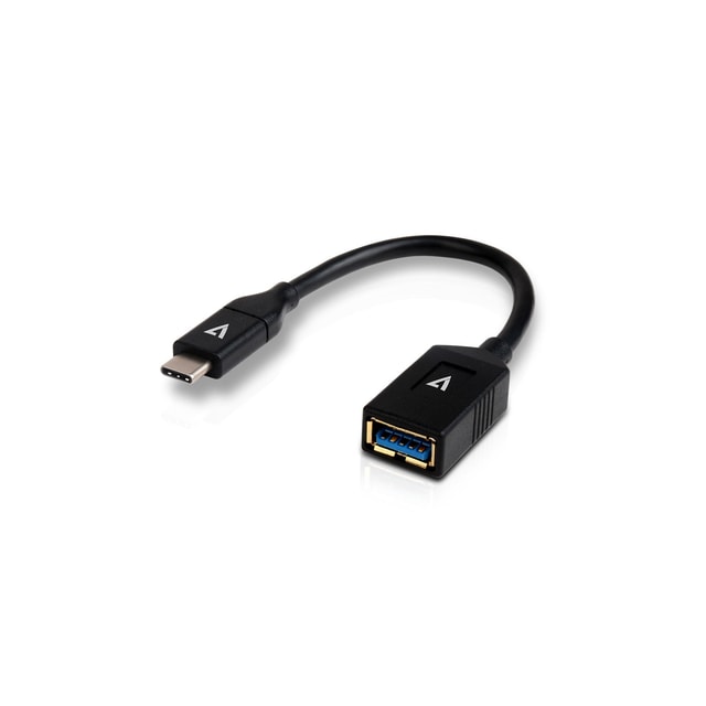 V7 V7U3C-BLK-1E, 0,1 m, USB C, USB A, USB 3.2 Gen 1 (3.1 Gen 1), Uros/naaras, Musta