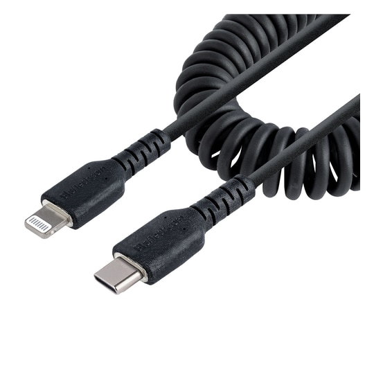StarTech.com USB C till Lightning-kabel 50 cm, MFi-certifierad, iPhone-spirallad  - Gigantti verkkokauppa