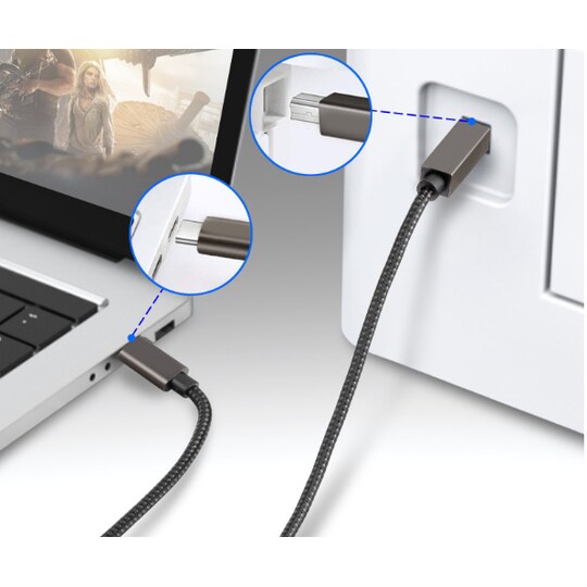 INF USB-B-USB-C-tulostinkaapeli Musta 2 m - Gigantti verkkokauppa
