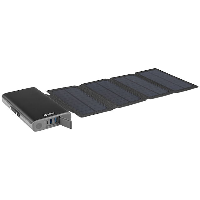25000 mAh Solar 4-paneelinen Powerbank, musta