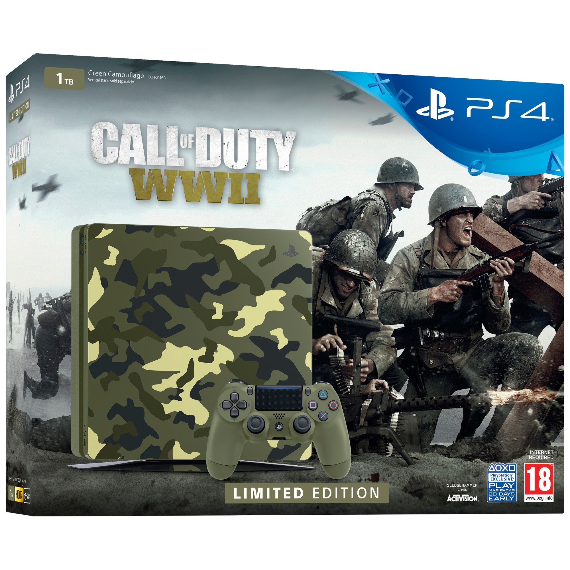 PlayStation 4 Slim 1TB + COD WWII paketti Camouflage LE - Gigantti  verkkokauppa