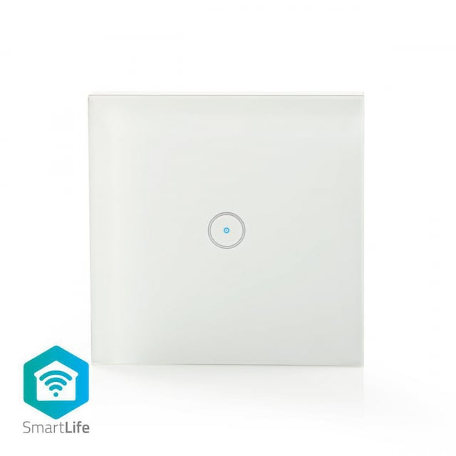 Nedis SmartLife Seinäkytkin | Wi-Fi | Yksittäinen | Seinäkiinnitys | 1000 W | Android™ / IOS | Lasi | Valkoinen