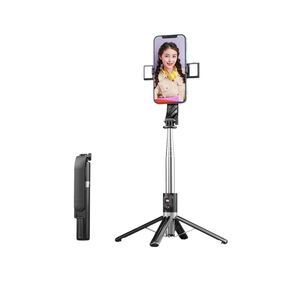 INF Säädettävä selfie-tikku / kolmijalka LED-valolla 140 cm Musta -  Gigantti verkkokauppa
