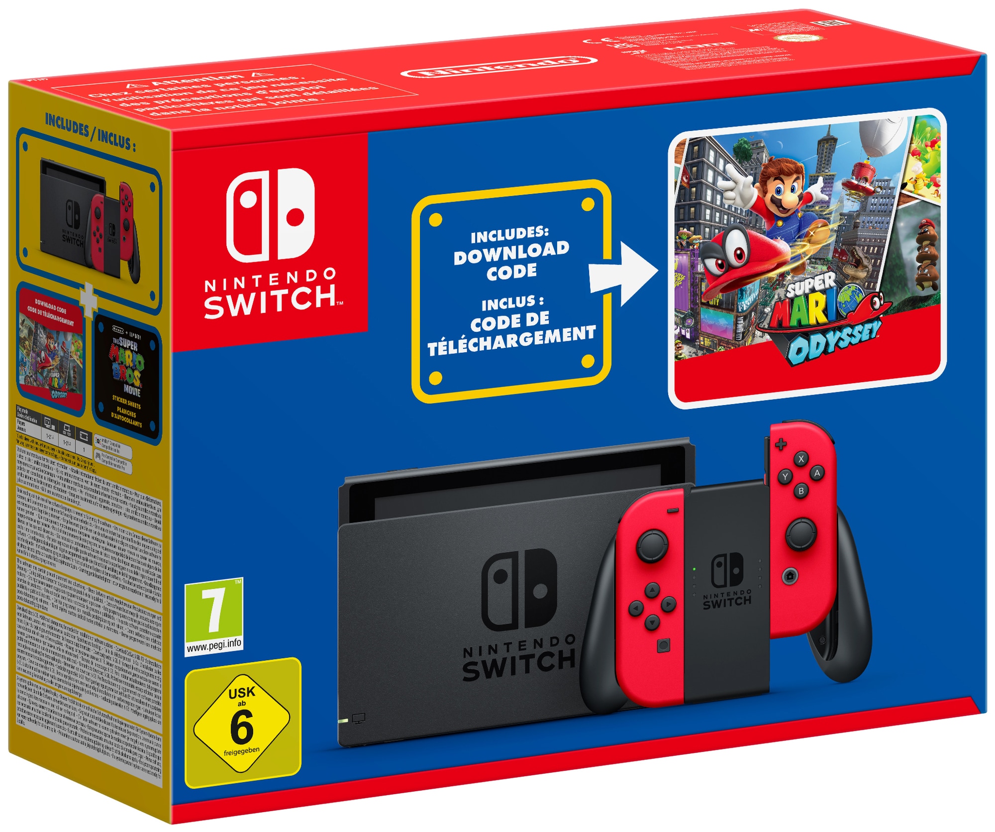 Nintendo Switch pelikonsoli + Super Mario Odyssey latauskoodi - Gigantti  verkkokauppa