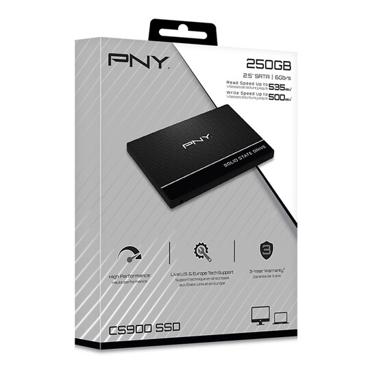 PNY CS900 2""5 SATA Solid State Drive 250GB - Gigantti verkkokauppa