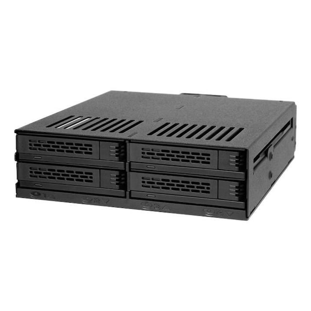 4x 2.5"" SATA/SAS in 1x 5.25"" bay mobile rack screwless trays black