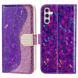 SKALO Samsung A54 5G Glitter design Lompakko kotelo - Violetti