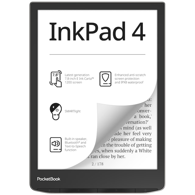 PocketBook InkPad 4 e-kirjan lukulaite 32 GB (hopea)