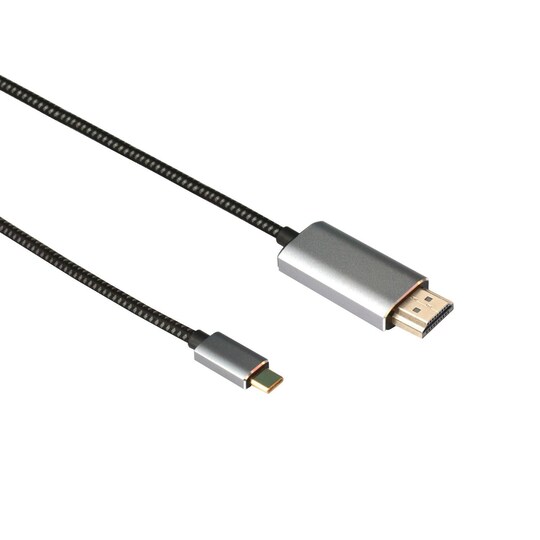 NÖRDIC 2 m USBC HDMI 4K 60 Hz nailonpunottu kaapeli, Space Grey, tuki  HDCP1.4:lle ja 2.2:lle, puhdasta kuparia 99,99 % - Gigantti verkkokauppa