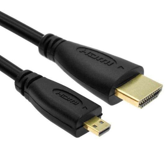 NÖRDIC HDMI Micro–HDMI -kaapeli, 1,8 m, High Speed HDMI Ethernet, Type  A–Type D uros–uros, musta - Gigantti verkkokauppa