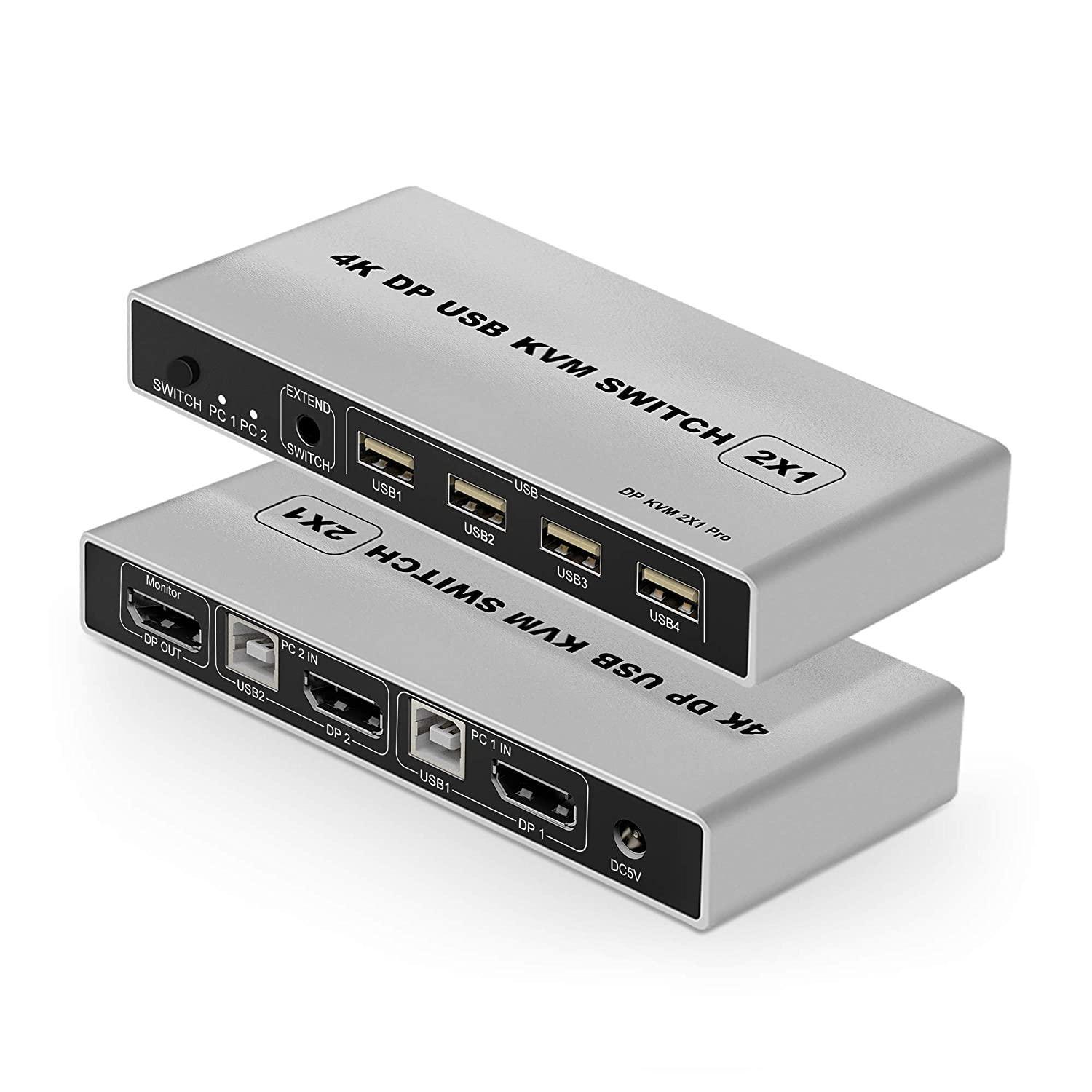 NÖRDIC KVM-kytkin 2, PC 1x DP 1.2 4K 60 Hz ja 3x USB-portti Xboxille,  PS5:lle ja kannettavalle tietokoneelle - Gigantti verkkokauppa