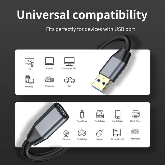 NÖRDIC Active 5m USB3.1 jatkokaapeli 5Gbps jatke USB Uros-naaras Xbox, PS5,  Oculus, tulostin, skanneri, Playstation, VR - Gigantti verkkokauppa