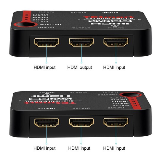 NÖRDIC HDMI-kytkin, 5–1-tuki, 4K 30 Hz, Full HD 1080p, 3D ARC, 10,2 Gb/s -  Gigantti verkkokauppa